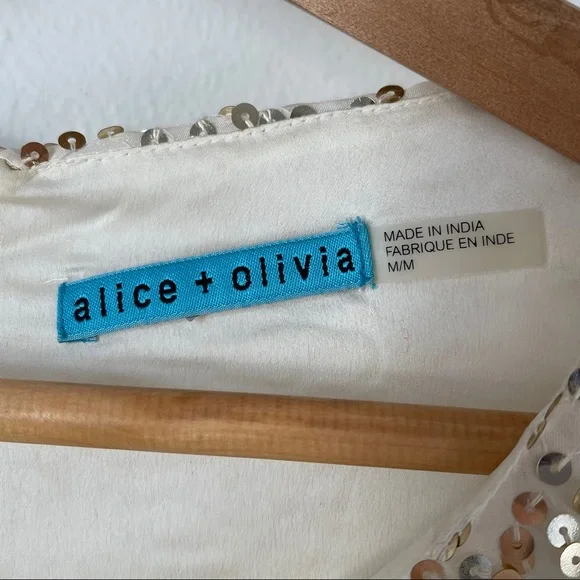 Alice + Olivia Gold Sequin Silk Blouse Medium - Picture 6 of 8